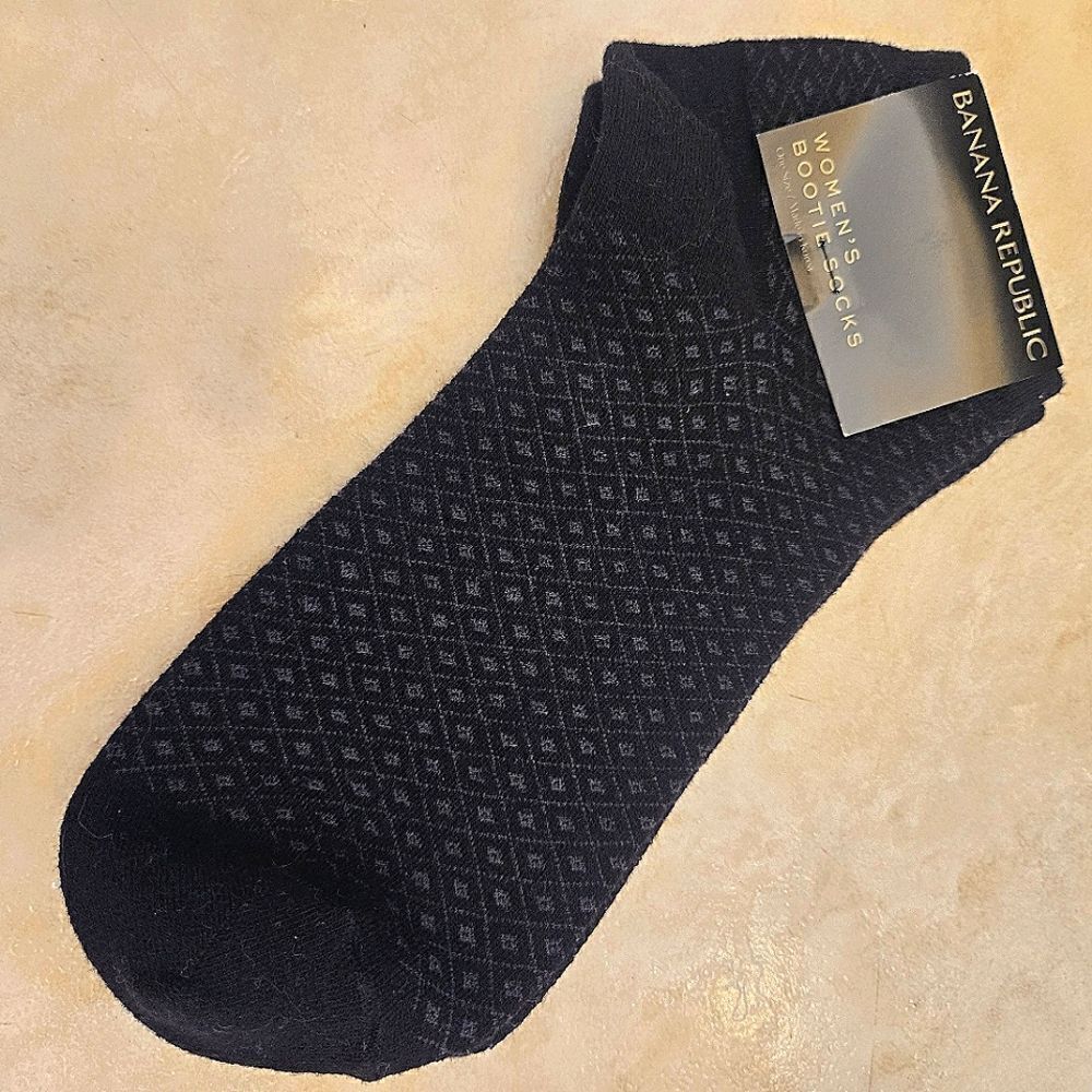 Banana Republic Bootie Ankle Sock Diamond Print Black